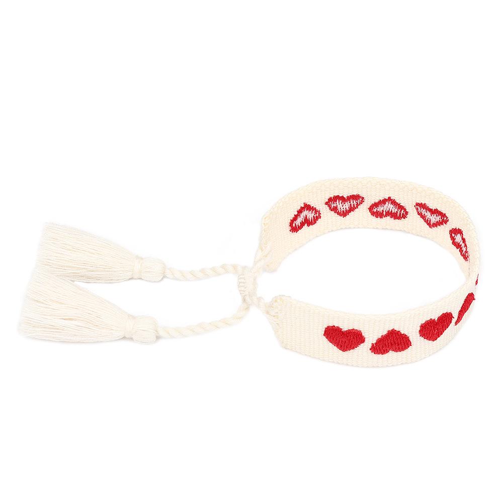 Creative Heart Embroidered Letter Couple Bracelet with Tassels
