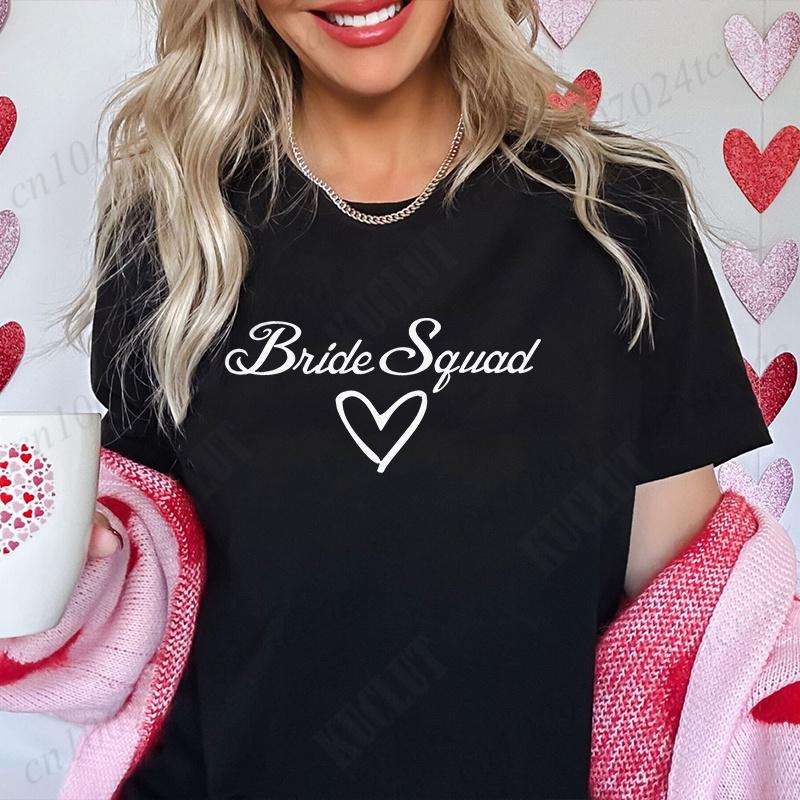Bridal Shower Shirt for Women, Team Bride Squad Bachelorette Party Tops, Bridesmaid T-shirt, Wedding Fashion Clothes for Girls