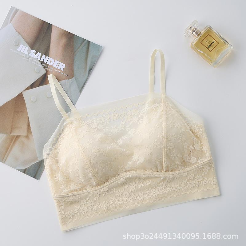 Lace Bra Suspender Adjustable Shoulder Strap Fixed Coaster Ice Silk Beautiful Back Chest Wrapped Sexy Strapless Bra