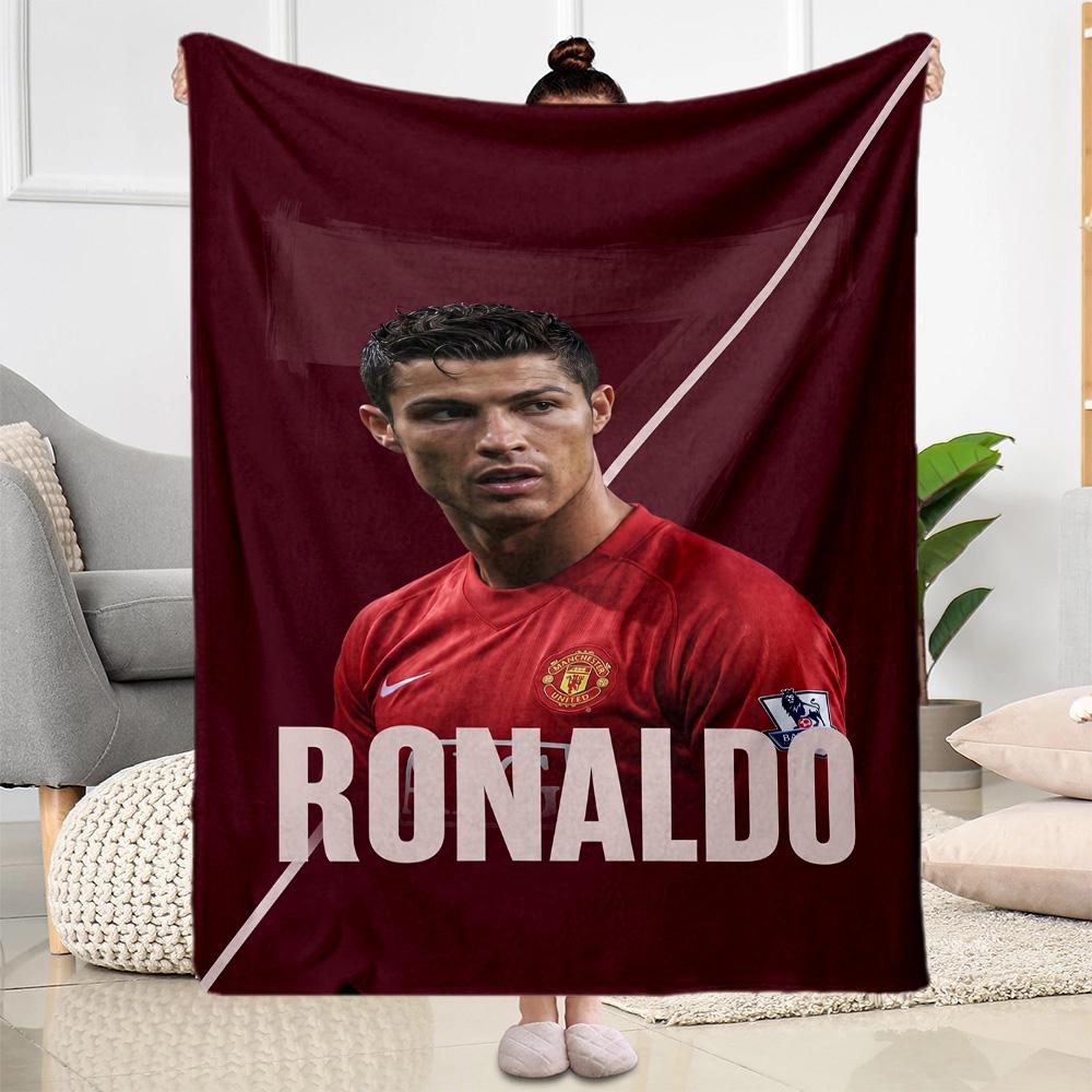 Ronaldo's Skillful Kick Blanket Ultra-Soft Perfect for Livingroom Office Sofa All-Season Use Playful Design Suitable for Gifting Relatives and Friends