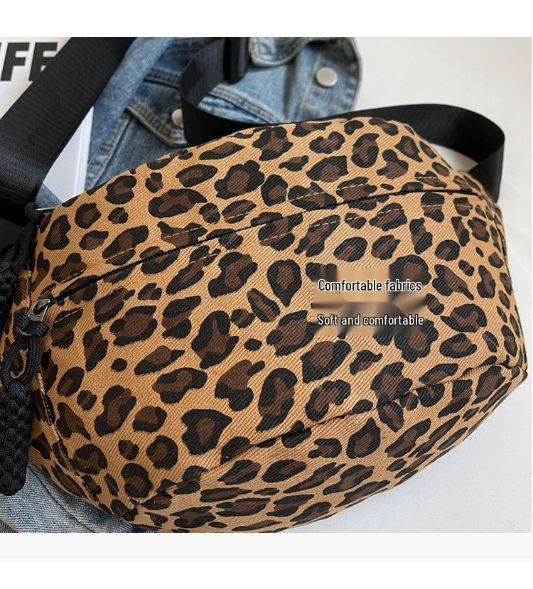 Leopard Print Large Capacity Canvas Crossbody Dumpling Bag - Casual Summer Shoulder Bag.