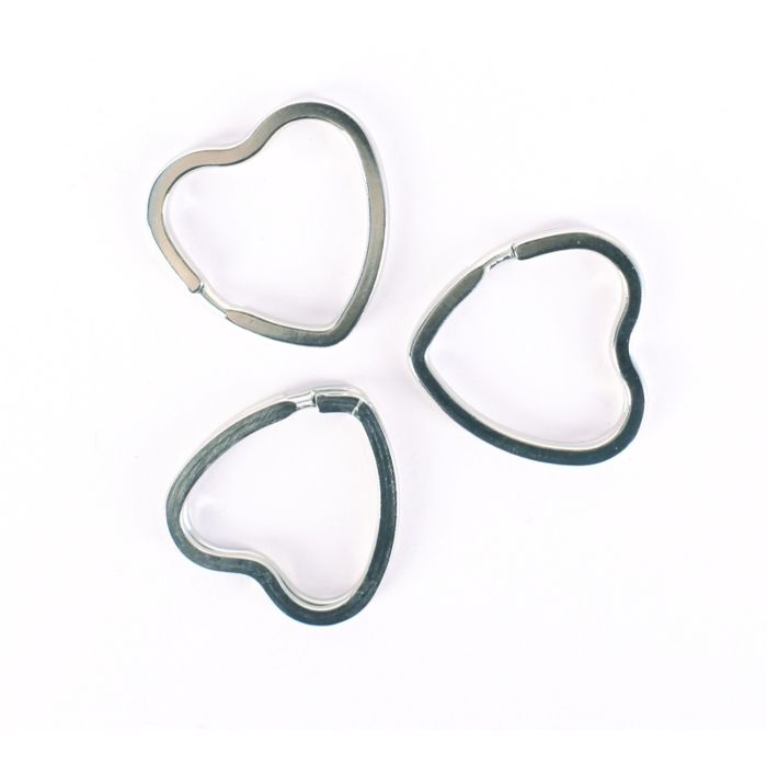 Schlüsselanhänger-Anhänger Herz Silberfarben 3,5 cm x 6 Stück