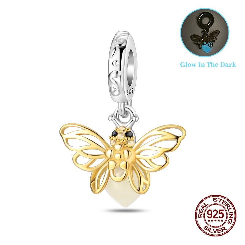 Classic Copper Beads Luminous Firefly Star Chameleon Charms Pendants Fit Original Bracelet Diy Jewelry For Woman