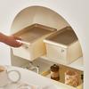 Storage Organizer Grooved Bottom Ample Capacity Storage Box Stackable Cream   with Lid for Closet