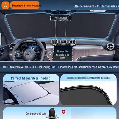 Mercedes-Benz Sunshade: Heat Insulation for GLC, C260L, E300L, GLB, C-Class, A-Class, E-Class - Front Windshield Curtain