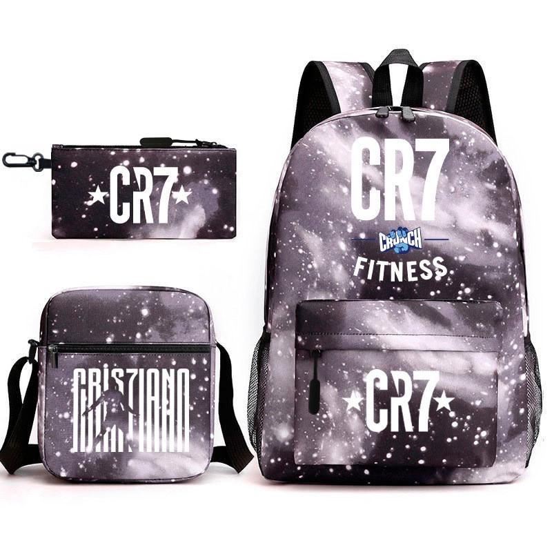 Set Zaino Scolastico Cristiano Ronaldo per Bambini Ragazzi Ragazze 15L Tessuto Oxford Borsa a Doppia Tracolla con Spallacci Imbottiti Traspiranti