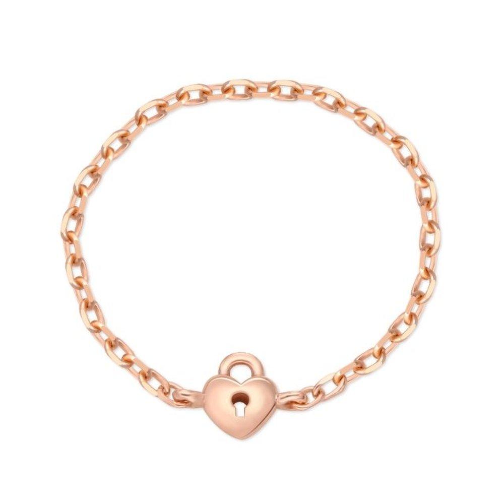 [Bnbgold] 14K Lucky Heart Lock Chain Ring Srs37430