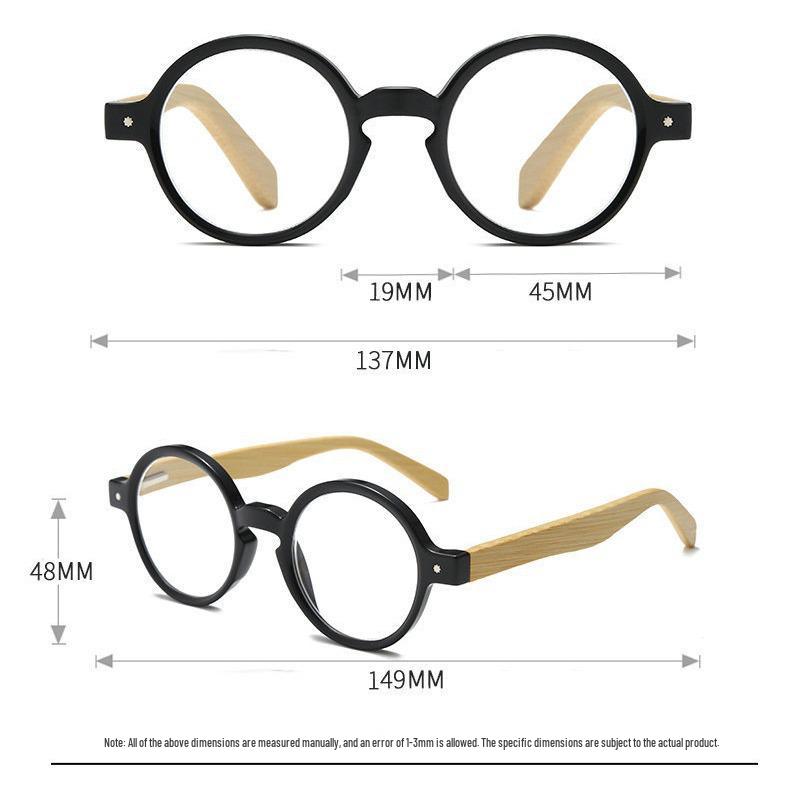 New Retro Bamboo Round Reading Glasses with Smart Zoom & Spring Temple in Hong Kong Style