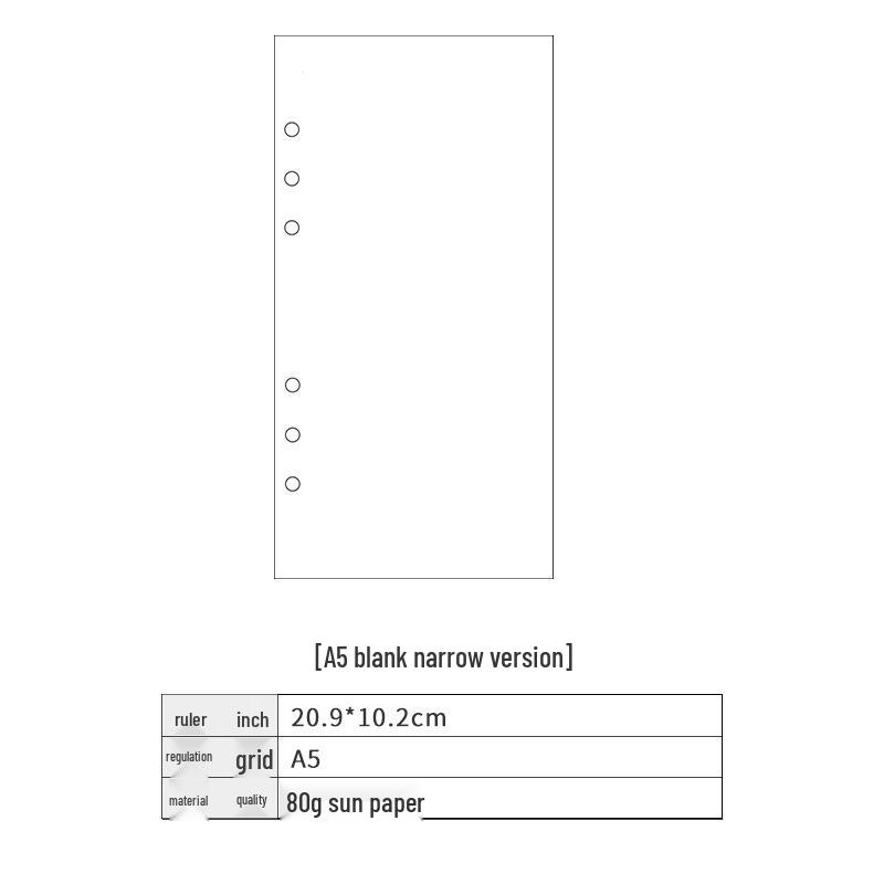 A5 6-Hole Loose-Leaf Planner Refill Paper - Grid, Lined, & Blank Pages