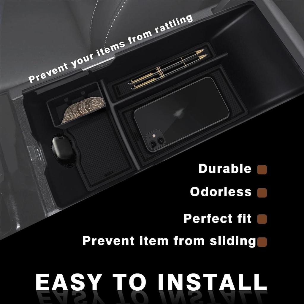 Muslogy Center Console Organizer Compatible with 2025 Toyota Camry LE SE XLE XSE Accessories Middle Storage Box with Removable Coin Holder Insert