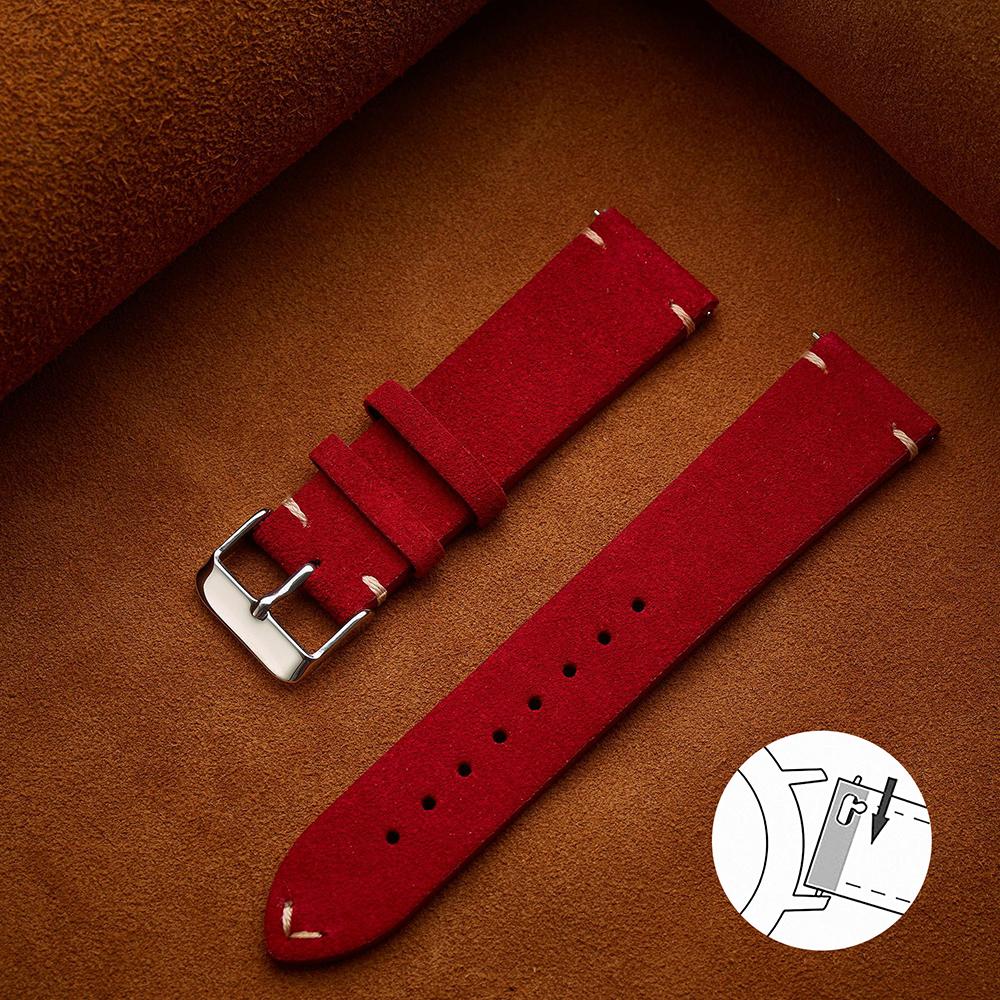 Schnellverschluss Weiches Wildlederarmband 14mm 16mm 18mm Armband 20mm 22mm Braune Uhrenarmbänder Kalbsleder Armband Damen&Herren Accessoires