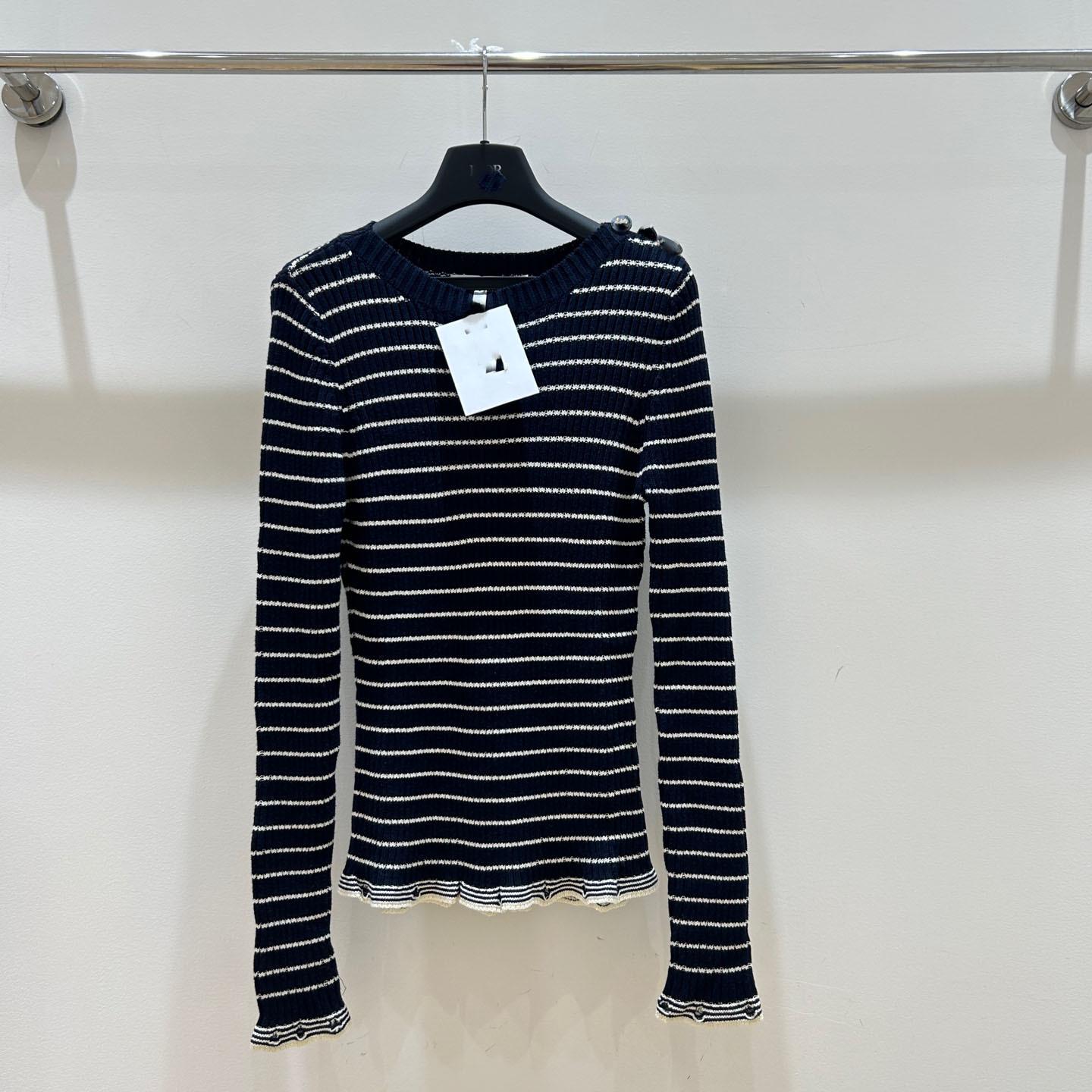 

Nanyou Elegant Striped One-Shoulder Slim Fit Knitwear Large