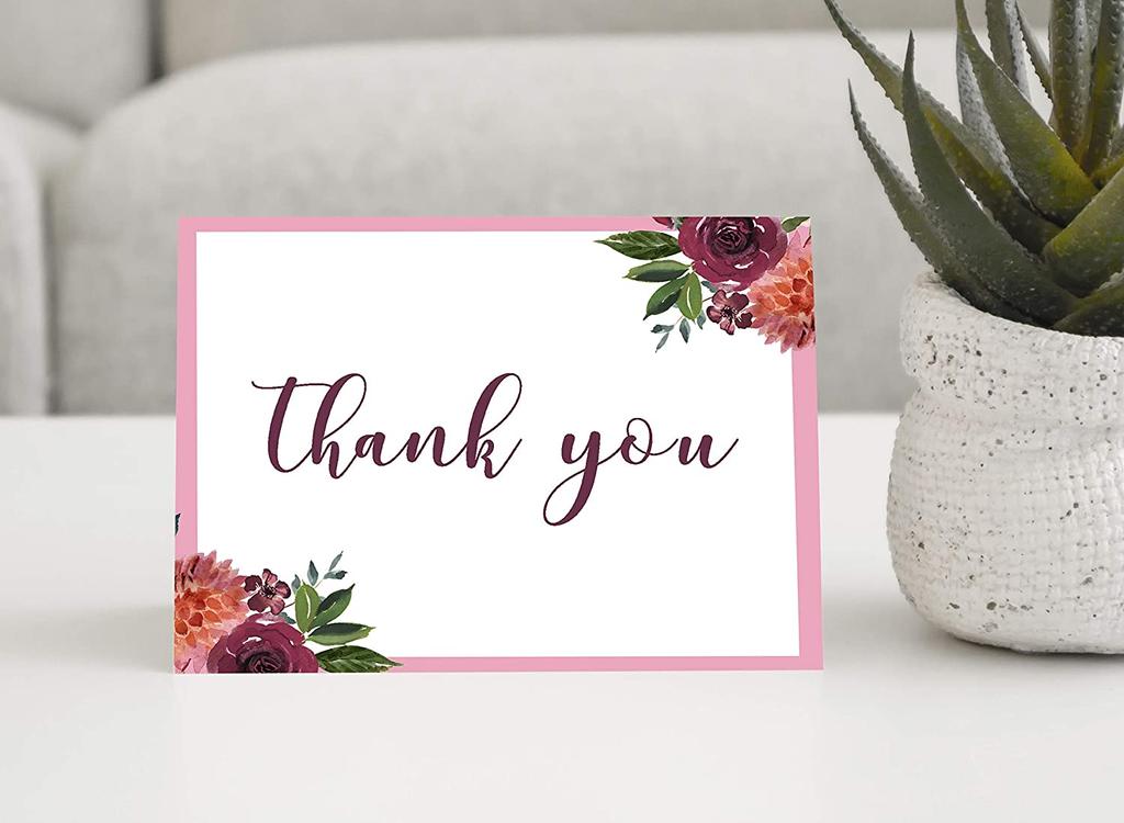 Drága szuvenír babazuhany köszönőlevelek Hajtogatott üres üdvözlőlap fehér borítékokkal - 36