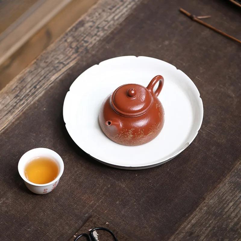 100ml Boutique Yixing Purple Clay Teapots Handmade Gold Drawing Pot Raw Ore Zhu Mud Kettle With Filter Zisha Tea Set Decoration