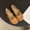 Soft leather version~ French milk camel round head matte ballet Boken shoes women wear soft-soled fairy Mary Jane single shoes