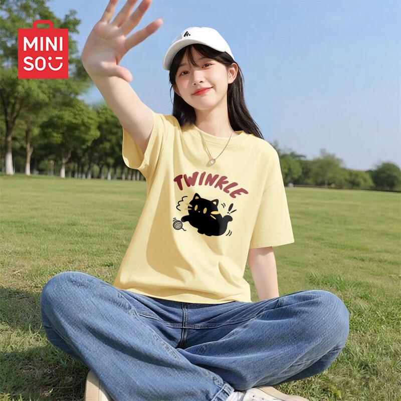 MINISO Women s Pure Cotton Loose Fit Short Sleeve T-Shirt 2XL