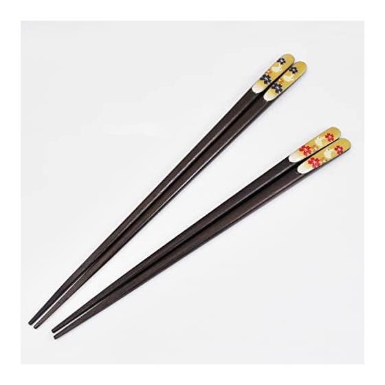 Pair of Lacquered Chopsticks "Kitcho Raku Usagi" - 2 Pairs, Made in Japan, Natural Wood, Urushi Lacquer