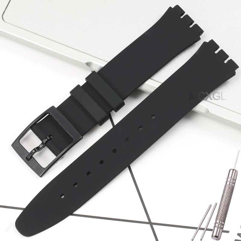 16mm Ultra-thin Silicone Strap For Swatch Classic Thin Silicone Watch Strap Special Three Forks Waterproof Bracelet