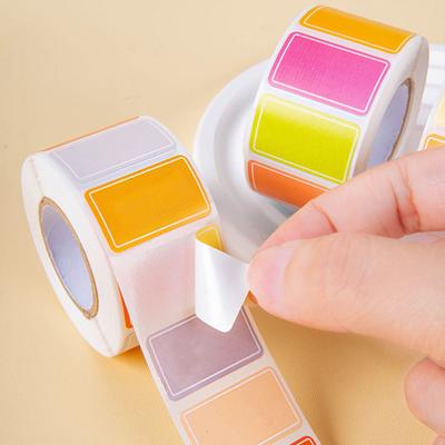 1roll Color Coding Labels Sticker Adhesive Rectangle Sticker Waterproof Blank Tag Solid Colors Label Tag for Party Marking TMZ