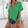 Women S Short Sleeve Button Up Solid Color Casual Shirt