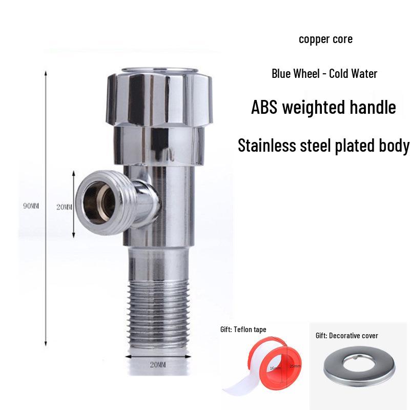 304 Stainless Steel Triangle Valve, One Inlet Two Outlet Water Heater Switch, Three-Way Toilet Stop Valve