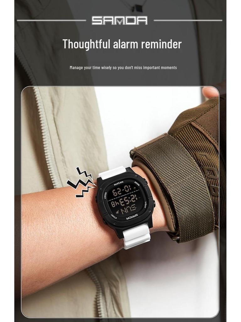Sanda 9078: Luminous Waterproof Sports Watch for Teens and Adults with Alarm Feature