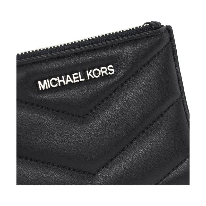 Michael Kors Jet Set Travel Logo Letter Metal Zipper Closure Artificial Leather Wallet Small Men's Black