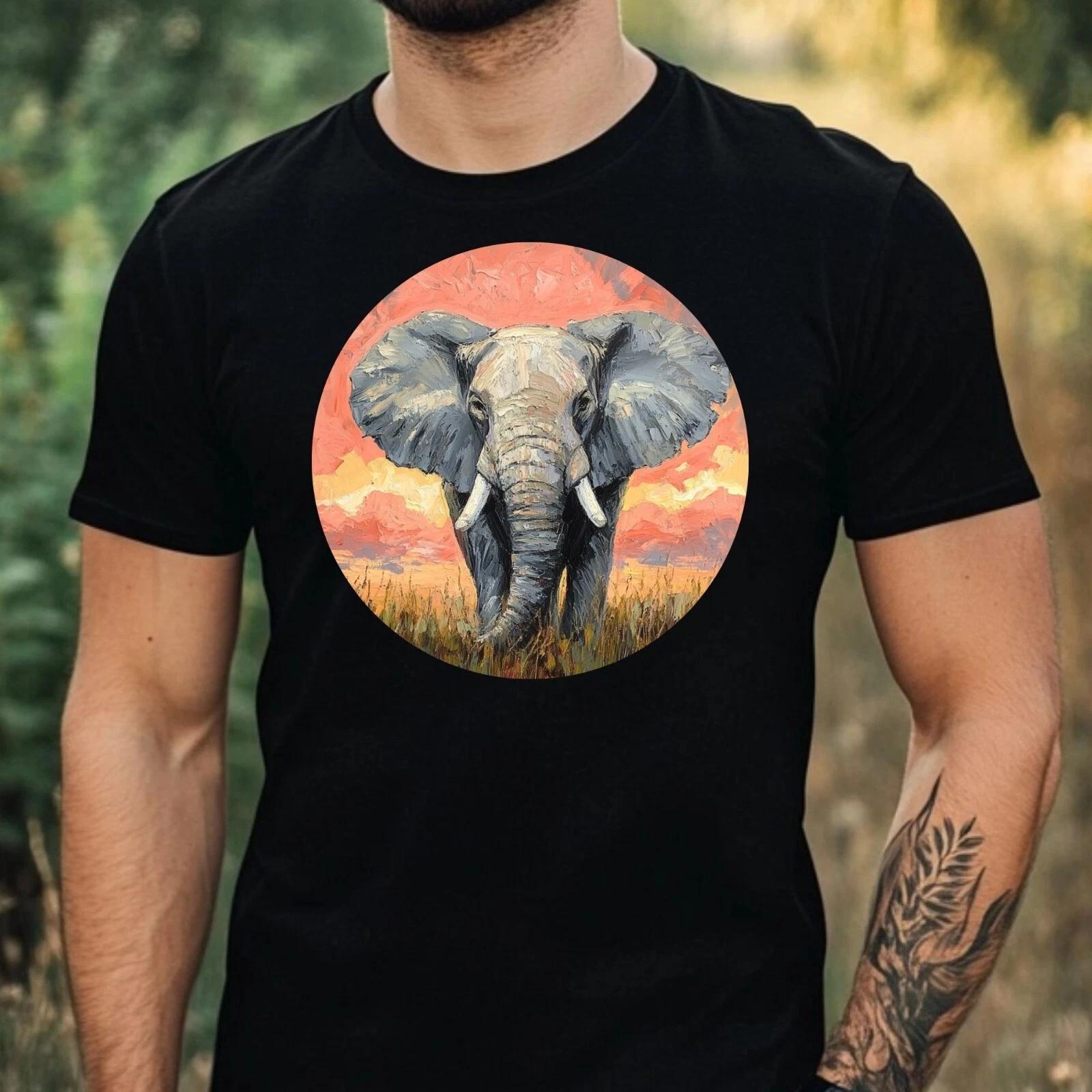 T-Shirt Herren Elefant Portrait Motiv Baumwolle Größe XS bis 5XL XXXXL