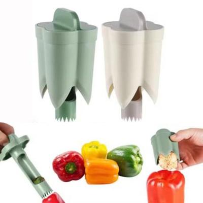 Multifunctional Plastic 2-in-1 Fruit Pepper Corer Twist Food Grade Colored Pepper Corer Reusable Pepper Core Remover Tomato