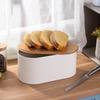 Bamboo Cover Bread Box, Kitchen Food Breathable and Fresh Storage Box, Household Pattern Oval Metal Storage Tank