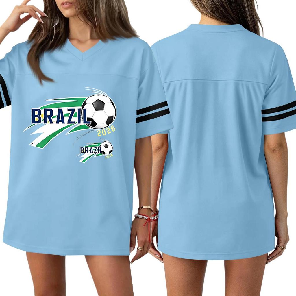 Women's Casual & Stylish V-Neck Sports — Print Short-Sleeve Athletic T-Shirt Top