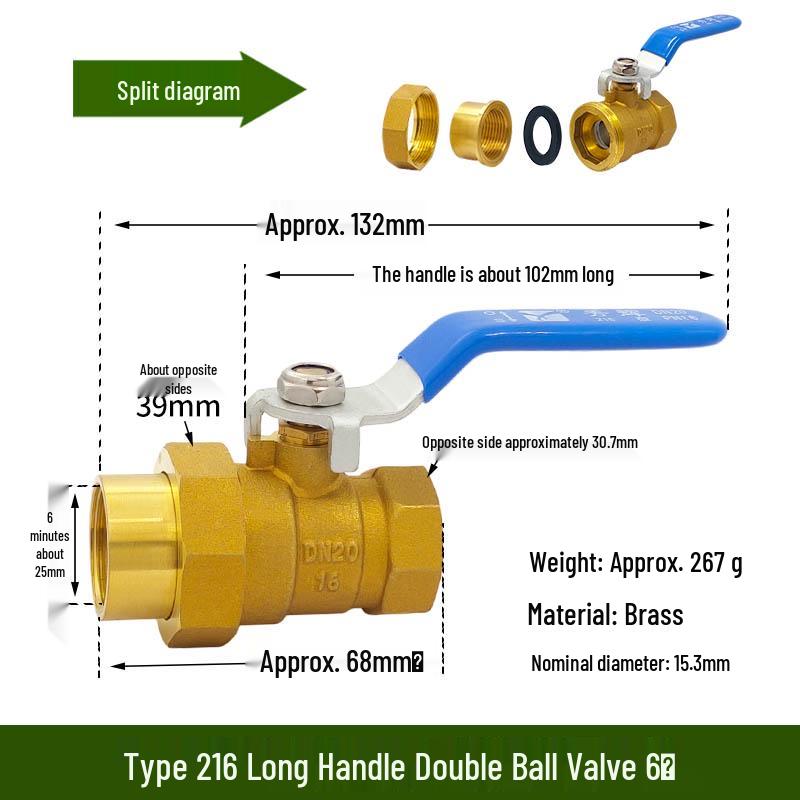 Xiuhui Copper Ball Valve with Male and Female Thread Union for Gas - 1/2", 3/4", 1" Sizes