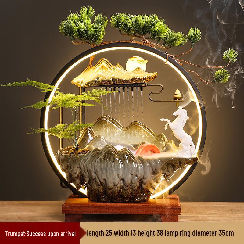 Flowing Water Backflow Incense Fountain & Humidifier - Perfect for Home, Office, or Gift Decoration.