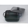 Iwachu Square Pan, Black, Dimensions (cm): 30.5 x 24.5 x 3.5 (H) (Shallow) / 8.5 (H) (Deep), Induction Compatible, 21700, Nanbu Ironware, Two-Handled