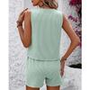 Women's Loose Solid Color Round Neck Sleeveless Vest Shorts Striped Two-Piece Set