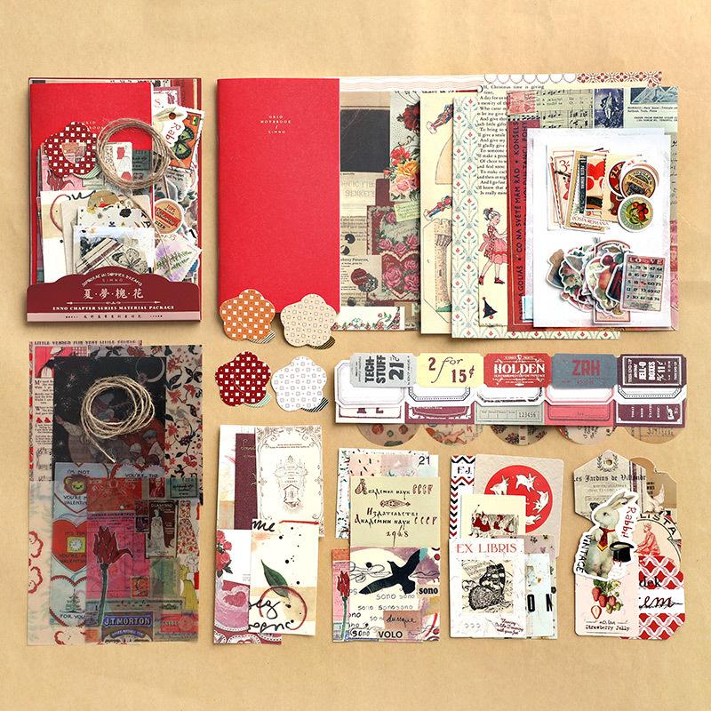 Vintage Scrapbooking Stickers Material Pack Paper Card Bookmark Set Scrapbook Notebook Decorations Handmade DIY Supplies
