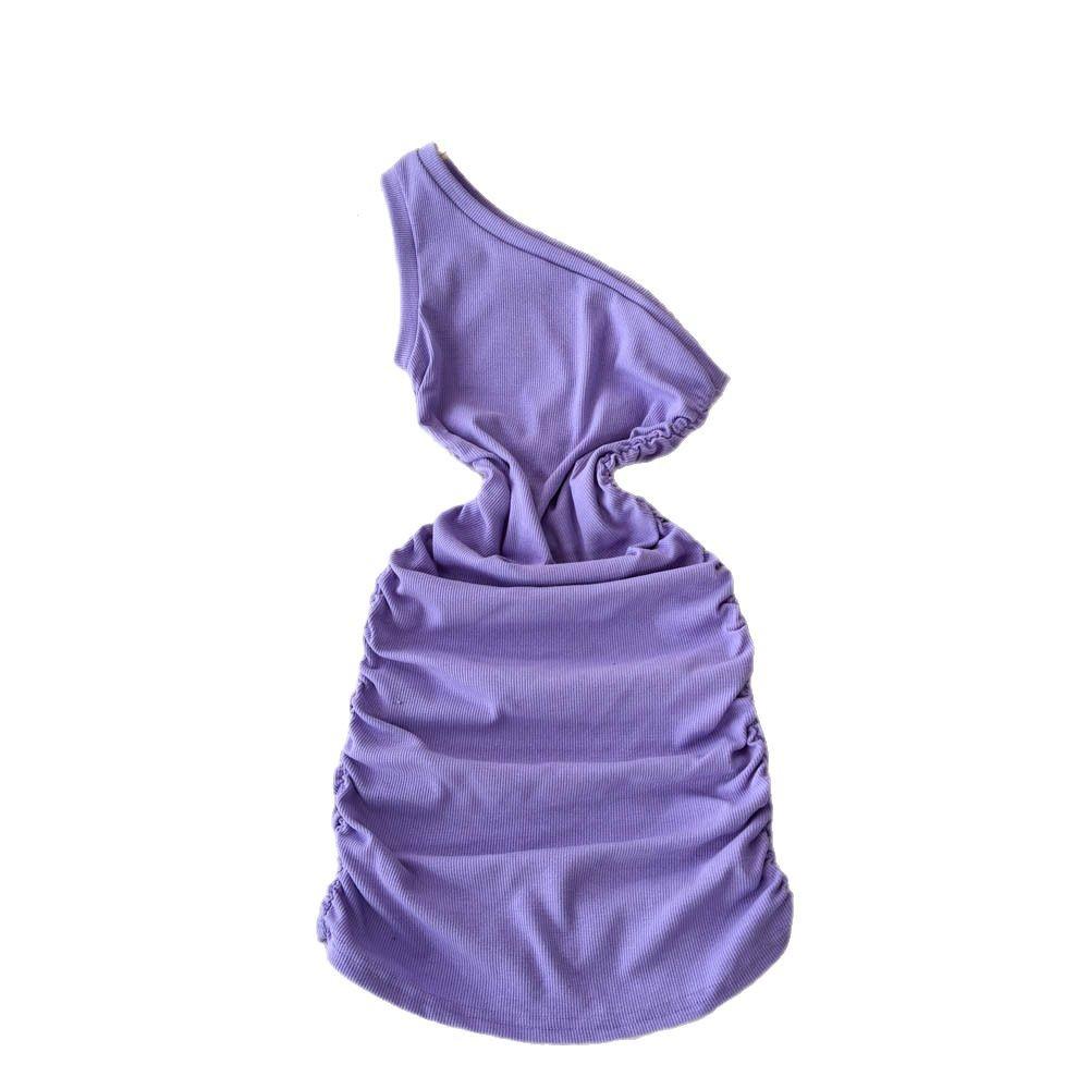 A Slanted Collar Dress for Spring Slimming and Shaping Women's Wear