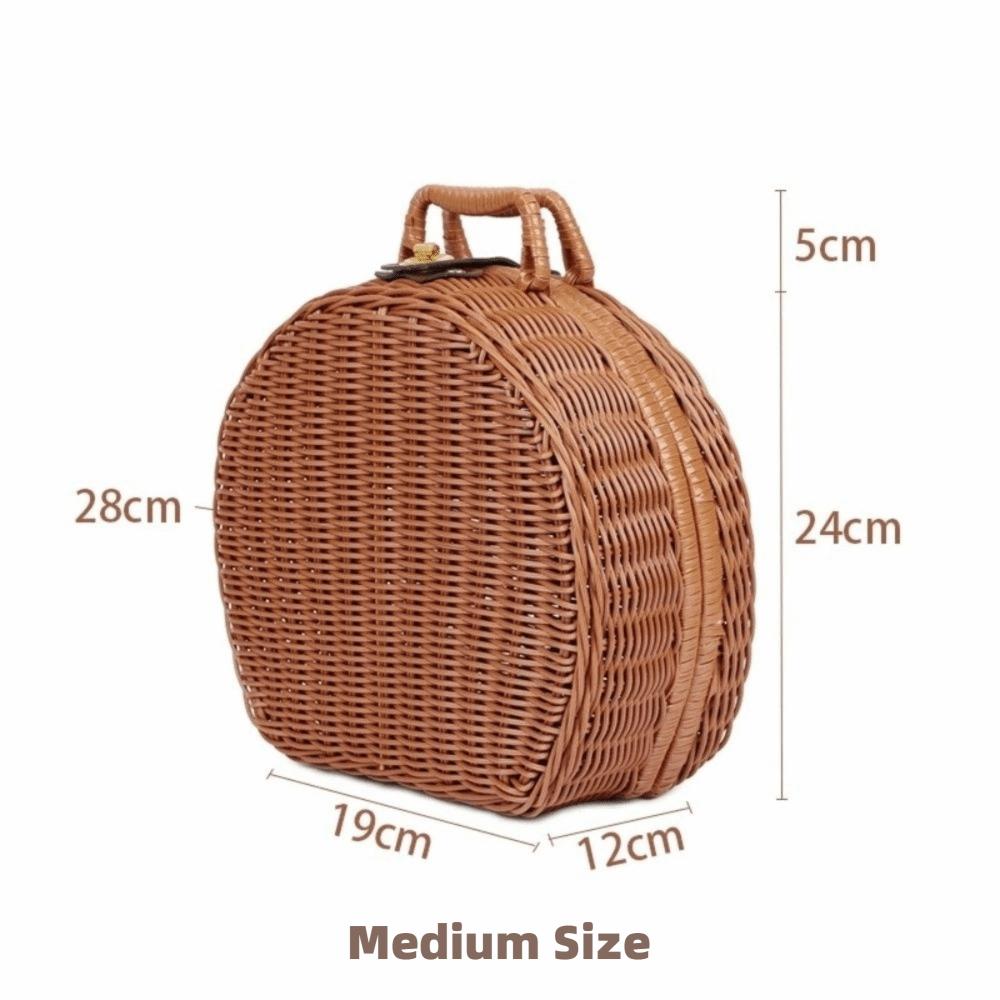 Round Gift Packaging Box Woven Handheld Suitcase Practical Storage Basket  Sundries Organizer
