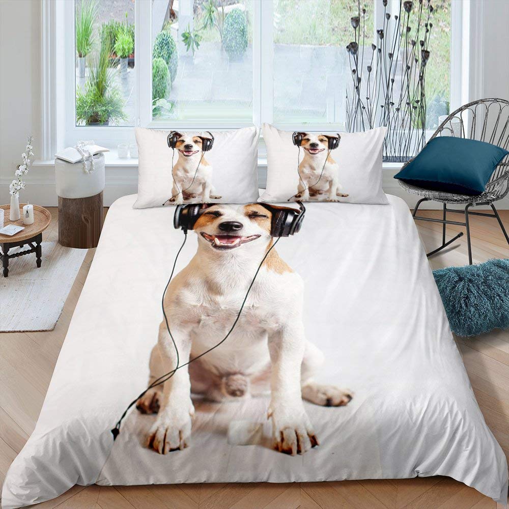 Sausage Dog King Queen Duvet Cover Floral Dachshund Bedding Set Cartoon Puppy Animal Comforter Cover Pet Polyester Quilt Cover