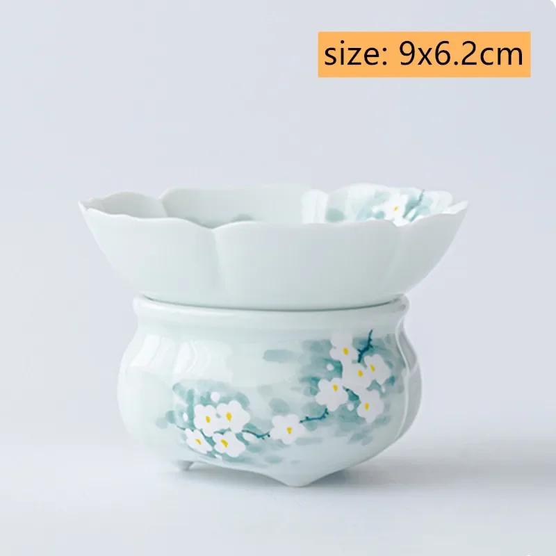 Chinese Hand-painted Flowers Ceramic Fair Cup Tea Strainer Porcelain Teacup Household Tea Filter Handmade Teaware Accessories