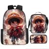 Animation ONE PIECE schoolbag three-piece play peripheral backpack large capacity middle school student outdoor campus computer bag