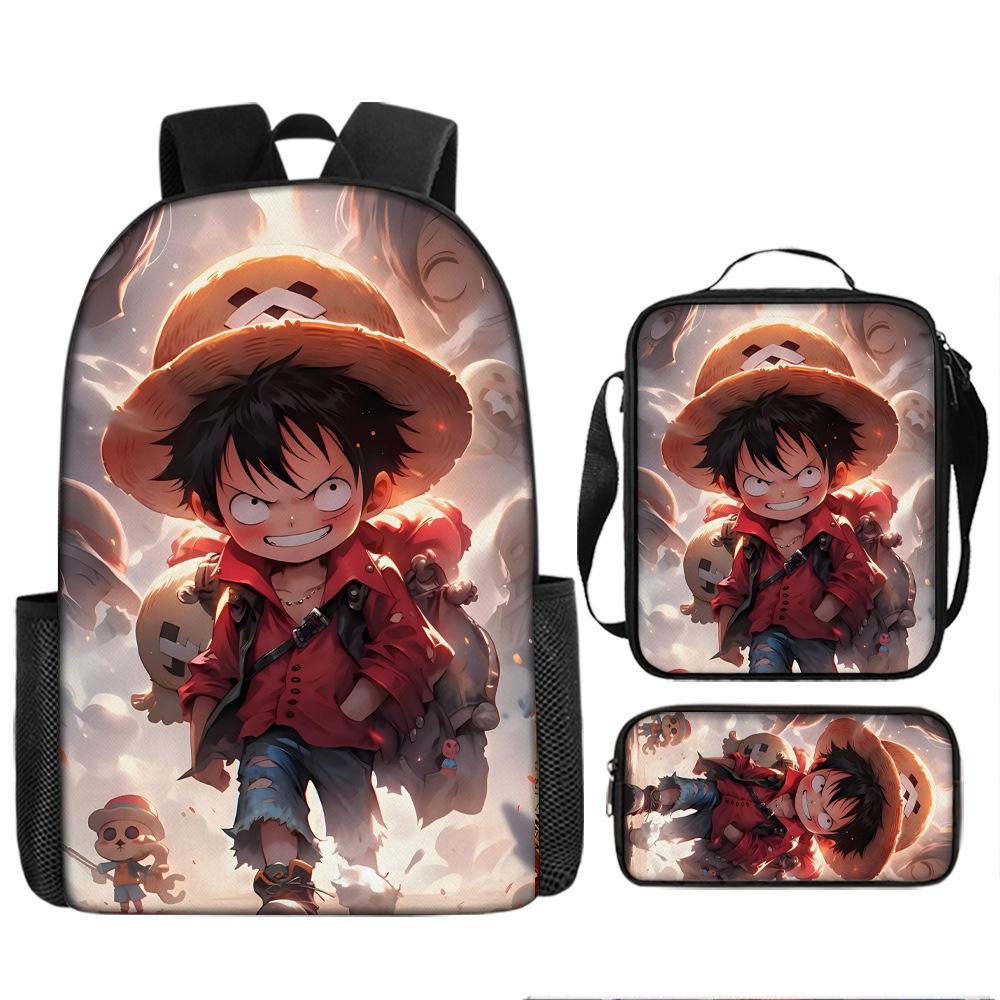 Animation ONE PIECE schoolbag three-piece play peripheral backpack large capacity middle school student outdoor campus computer bag