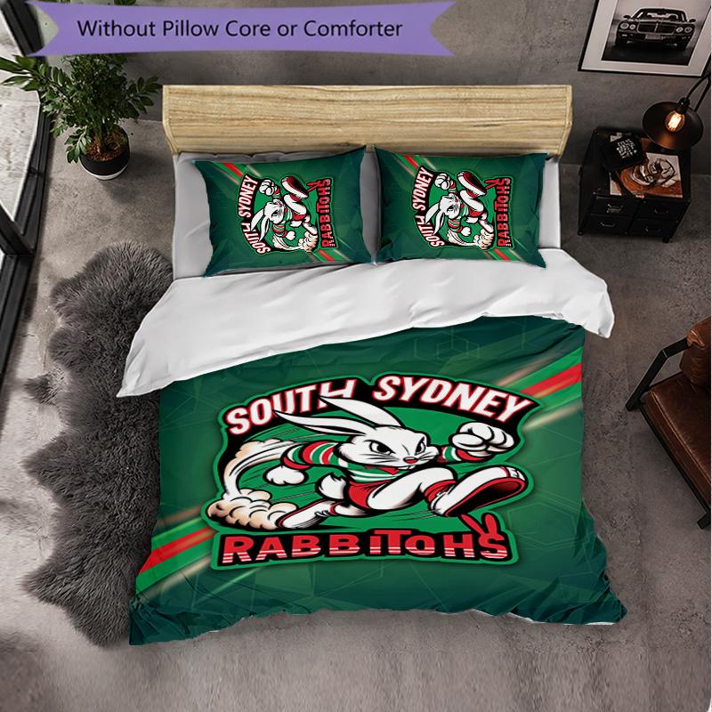 South Sydney Rabbitohs Muster Mikrofaser 3-teiliges Bettwäsche-Set Dekor Bettbezug-Set Für Schlafzimmer Heimgebrauch