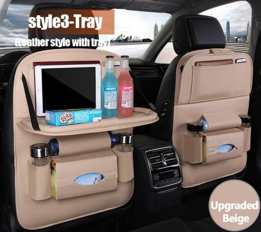 Multi-pocket Car Seat Back Hanging Organizer Bag Universal Auto PU Leather Storage Holder Bag Foldable Shelf