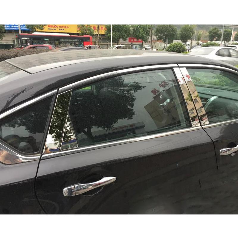 Body Stainless Steel For Nissan Altima Teana 2013 2014 2015 2016 2017 2018 Glass Window Garnish Pillar Middle Column Trim 8PCs