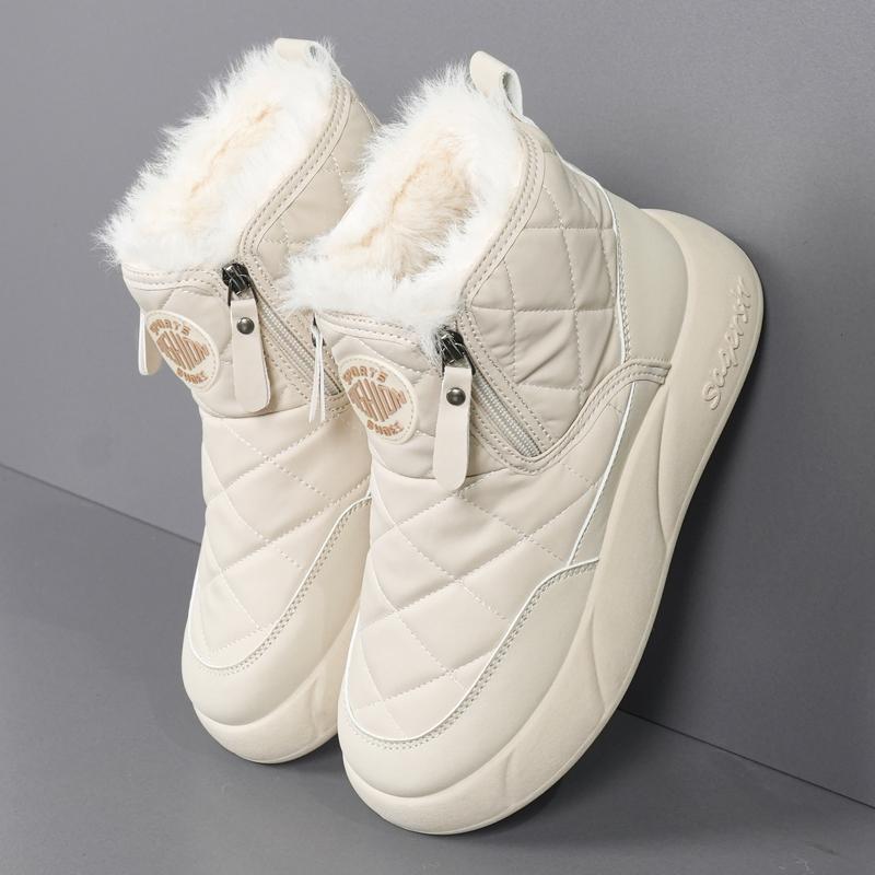 34-42 Women's Winter Plus Size Fashionable Double Zipper Thick Soled High Top Cotton Shoes Women's Snow Boots