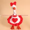 Valentine's Pearl Desktop Goose Set with Mini Knitted Hat & Adjustable Wings Clothing