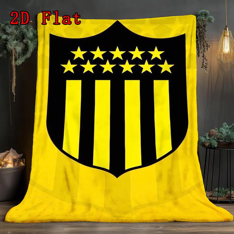Peñarol football 2D Flat Pattern Flannel Blanket High quality All Seasons Warmth and Comfort Perfect for Christmas Gifts.MMT0918448