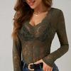 Spring New Long Sleeve Sexy Lace Shirts for Women Fashion Solid See Through Slim Fit Casual Blouses Women Street Elegant Crochet Lady Shirt Tops 26251