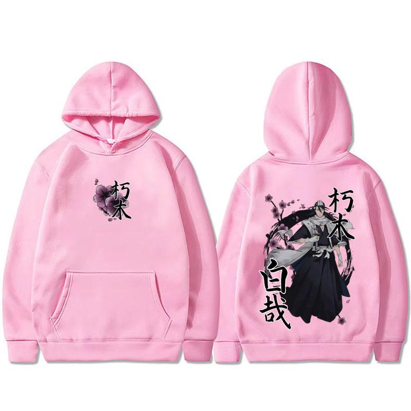 Anime Bleach Kuchiki Byakuya Cherry Blossom Graphic Hoodie Men Women Fashion Casual Oversized Streetwear Male Fleece Pullover